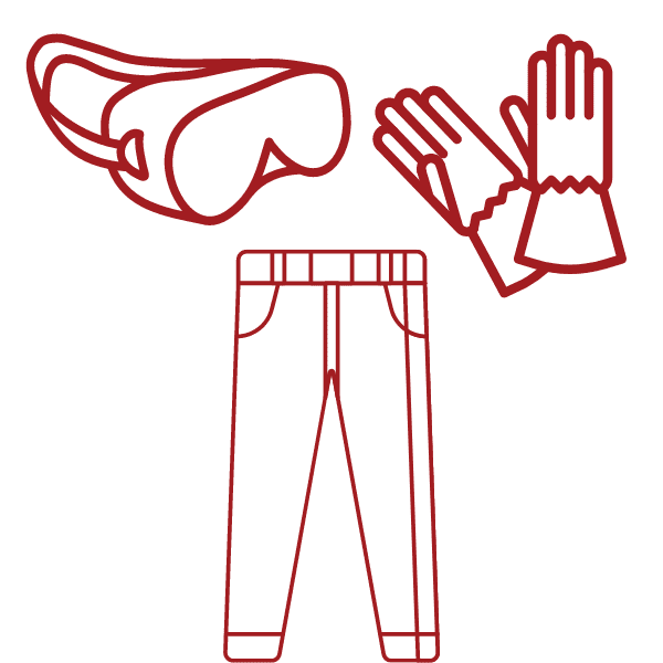 safety goggles gloves pants