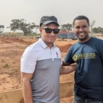 One of the visitors to Guinea-Bissau was Andres Diaz who works for Paul Halajian Architects. For Andres (left), this trip was particularly significant because he got to see the fruit of his work in person! Andres did the architectural drawings for the Bissau campus. He got to see two of the classrooms now built and construction beginning on the New Training Center. Here is with Ivo Andrade, Construction Manager.