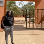 Getting the word out: Matilde, Administrative Assistant at the Bissau Campus, visited local high schools to tell them about the upcoming term at the WAVS school in Bissau.