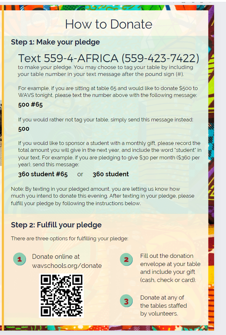 Pledge & Donate Printout